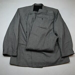 Vtg Mens Double Breasted 44R 36x32 Gray Barleycorn Mens Jacket Pants Suit